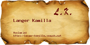 Langer Kamilla névjegykártya
